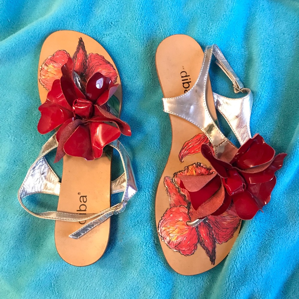 diba sandals with red flower